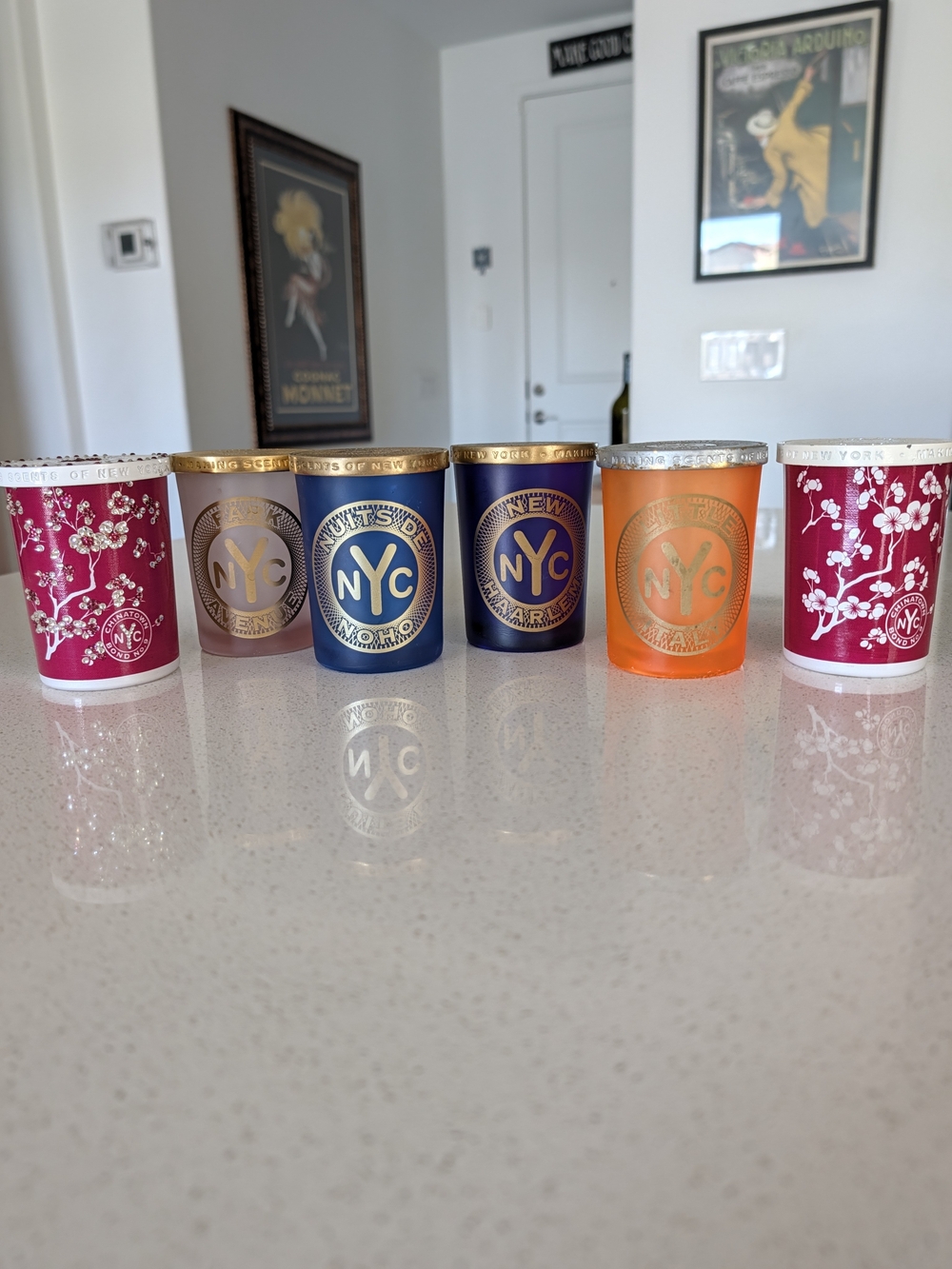 Bond No.9 NYC Mixed Color Decorative Empty Votive Candles with Metallic Accents